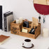 Liry Products Rustic Wooden Desktop Organizer, Brown Tabletop Storage Cabinet with 2 Tier Drawers, Multiple Compartments