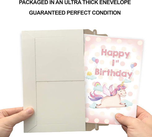 Prime Greetings First (1st) Birthday Card - Eco-Friendly, Made in America, Thick Card Stock with Premium Envelope 5in x