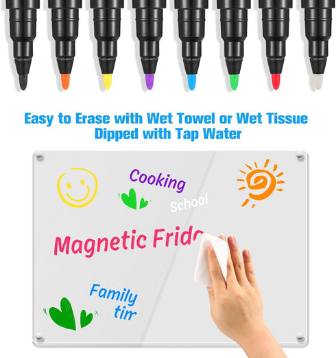 Magnetic Liquid Chalk Markers, 8 Pack, Wet Erase for Acrylic Calendar and Whiteboard