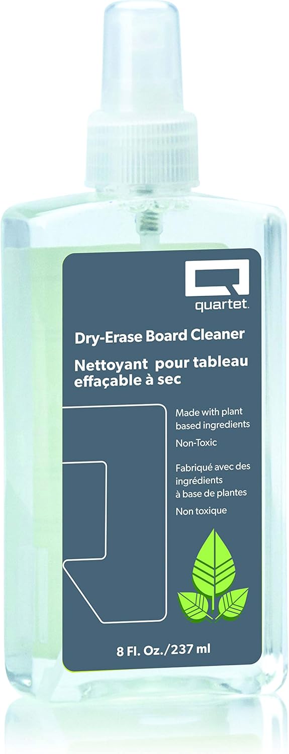 Quartet Dry Erase Board Cleaner, Whiteboard Cleaning Spray, 8 oz. Bottle (920070E),Clear