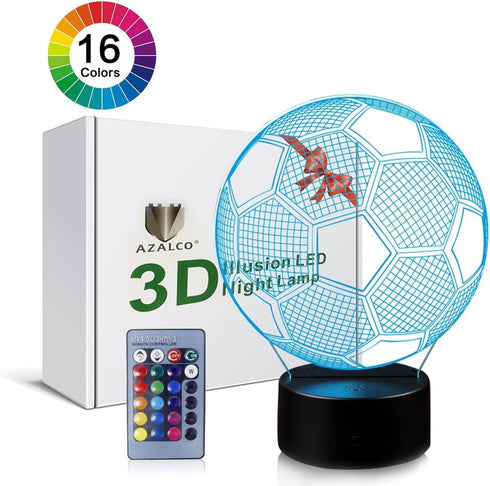 Light,3D 16 Soccer Night Illusion Football Lamp with Remote Control&Smart Touch Colors Changing for Kids Sport Lovers