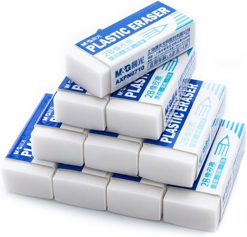 M&G 12 Pack Small Rectangular Erasers - Rubber Erasers for Kids, Pencils, School Students, Office Drawing