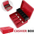 Key,Tiered,4 5 Slots,11.8" 9.5" 3.5",Red xydled Cash Box with Money Tray and Key Lock,Money lock box with Cash