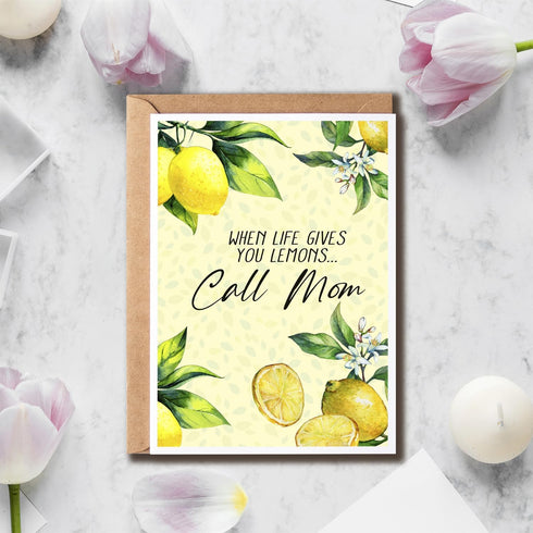 ZoZi9xDesigns When Life Gives You Lemons Call Mom - Lemon New Baby - Mothers Day Card - Mother Birthday Card - Baby