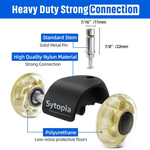 Heavy Duty Office Chair Wheels, Set of 5 Rubber Replacement Casters for Hardwood Floors and Carpet, Quiet Smooth Rollers