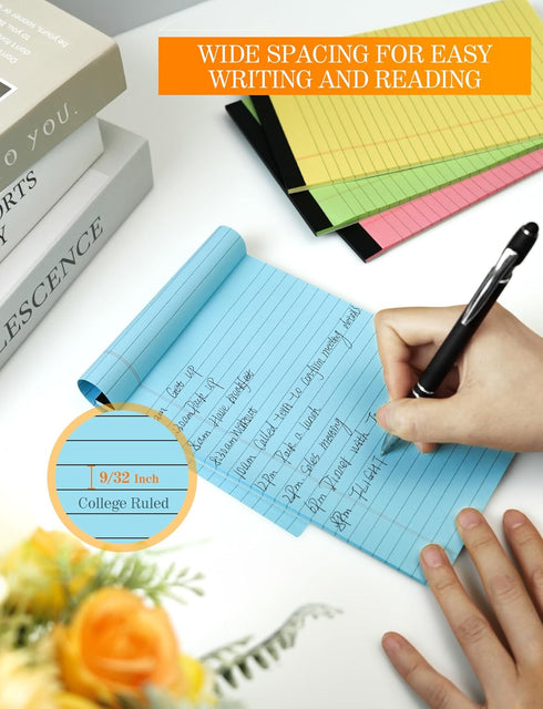 Legal Pads 5x8 Colored Note Pads - 12 Pack Small College Ruled Notepads, 30 Sheets/Pad