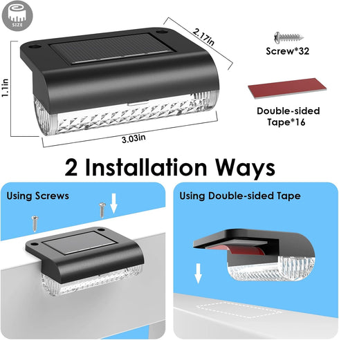 16 Pack) Mancra Solar Step Lights Outdoor, Solar Deck Lights Waterproof Outdoor Lighting for Patio Fence Stairs Post