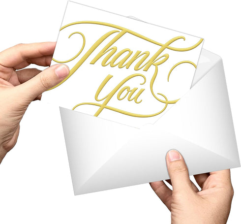 50 5.5" 4", easykart labels Thank You Cards with Gold Foil, x Thank You Notes, Ivory Cards With Envelopes for Wedding