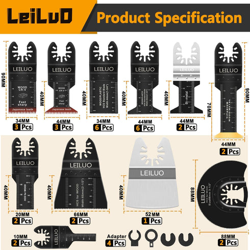 158 LEILUO Pcs Multitool Blade Kits Cutting and Sandpaper Oscillating Tool Accessories Universal Oscillating Saw Blades