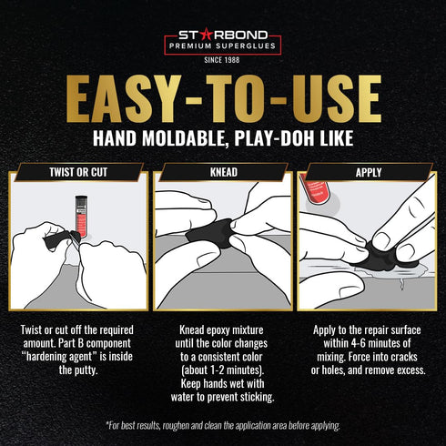 Starbond 2 oz. Black Epoxy Putty Stick - General Purpose for Woodworking, Automotive, Home Repair
