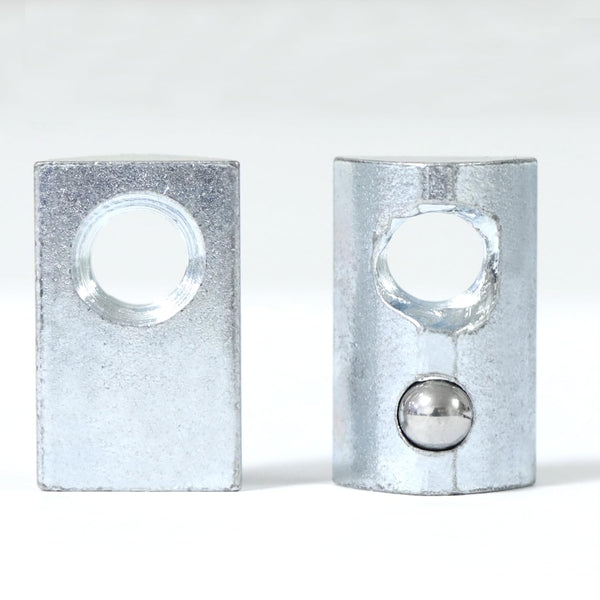 1/4"-20 Threaded Steel Roll in T-Nut with Ball Spring, T-Slot Nuts for 10 Series Aluminum Extrusion Profiles