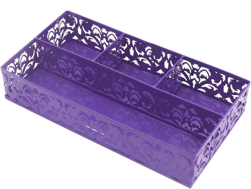 EasyPAG Desk Drawer Organizer with 1 Long Bin and 3 Small Bins, Purple
