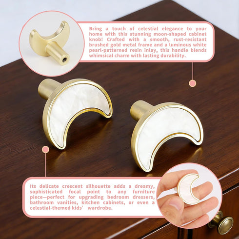 Xinally 8PCS Closet, Moon Shaped Dresser Knobs Star-Shape Knobs Moon Star Cloud Design Drawer Handles for Kitchen