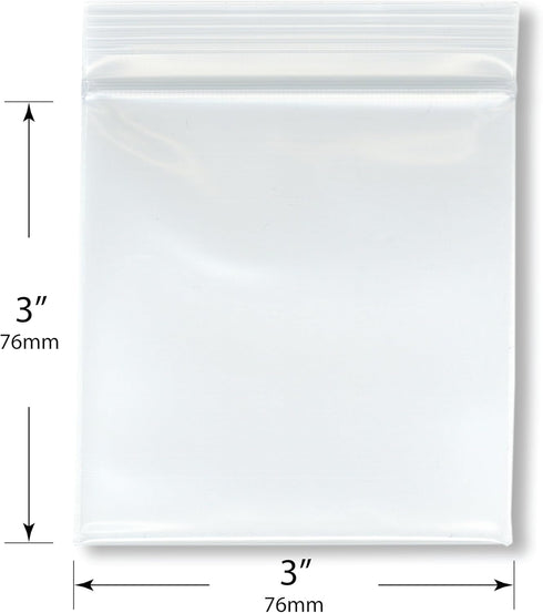 Plymor 3" x 3" (Pack of 200), 6 Mil Industrial Duty Zipper Reclosable Plastic Bags
