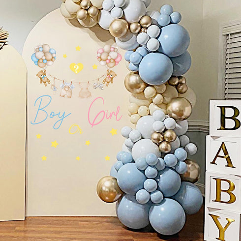 Boy Or Girl Backdrop Decor,Gender Reveal Decal Sign,He or She Baby Shower Sticker,Pregnancy Announcement Baby Shower