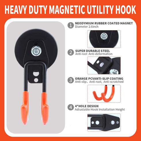 Laowu Strong Magnetic Hooks Heavy Duty, 2.6in Neodymium Magnets With Hooks For Hanging, Magnetic Tool Holder, Large Magnetic Storage Utility Hook For Cruise Cabins, Refrigerator, Garage,Outdoor Garden by Laowu