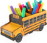 Pencils Organizer School Bus Pen Holder, Creative DIY Multifunctional Desk Organizer, 6 Compartments for Office School