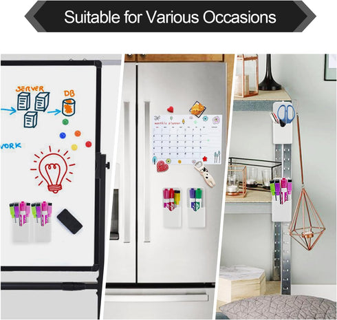 VieFantaisie 2 PCS Magnetic Pen Marker Holder, Magnetic Dry Erase Marker Holder, Magnet Pen Pencil Storage for Fridge