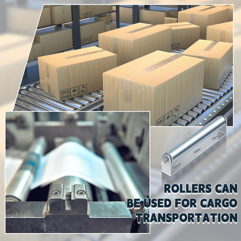 Therwen 4 Sets 1.5'' Diameter Conveyor Rollers with Roller Stands, 10'' Galvanized Steel Long Roller and Bracket