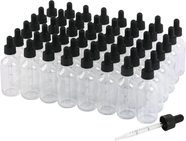 48 Pack, 2oz Glass Dropper Bottle, Leak-Proof Design for Easy Travel, Preety Texture Tincture Bottles with Scales