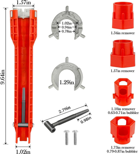 Faucet and Sink Installer Multi Tool, Basin Wrench, Multi-functional Wrench Plumbing Tool, 14 in 1 Faucet Wrench, Sink Wrench Plumbers for Pipe and Tub Drain Removal Nut Wrench (One way) by Forlivese