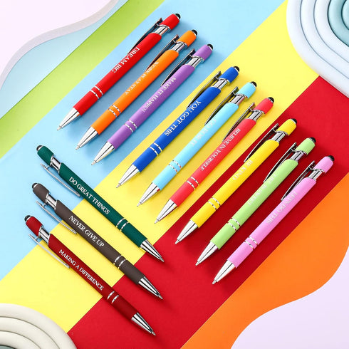 Zonon 12 Pieces Fun Quotes Ballpoint Pens, Fine Point Smooth Writing, Inspirational Motivational Style, Assorted Color