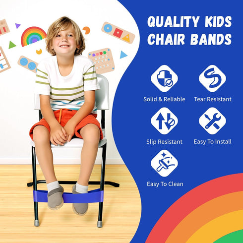 WNSIRVY 16 Pack Chair Bands for Kids with Fidgety Feet, ADHD Tools for Kids, Improve Focus & Reduce Restlessness, Chair