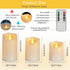 4" 5" 6" Set 3 8-Key Flameless Candles of Outdoor Indoor Ivory Pillars Battery Operated Flickering Candles Include