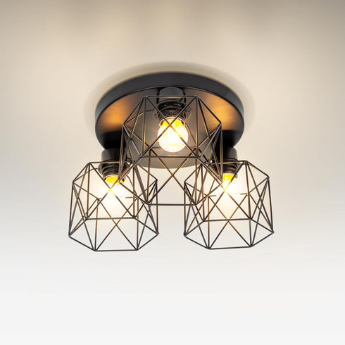 ASD Black Semi Flush Mount Ceiling Light Fixture - 3xE26 120V ETL