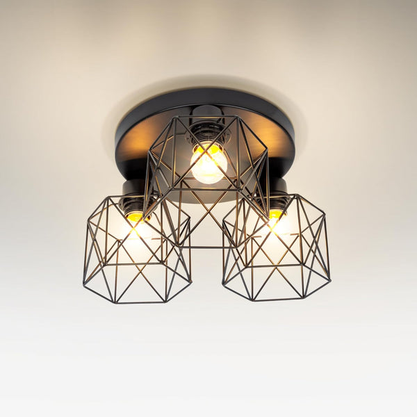 ASD Black Semi Flush Mount Ceiling Light Fixture - 3xE26 120V ETL