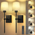 TOOWELL Battery Operated Wall Sconce Set of 2: Black Rechargeable Wall Lights