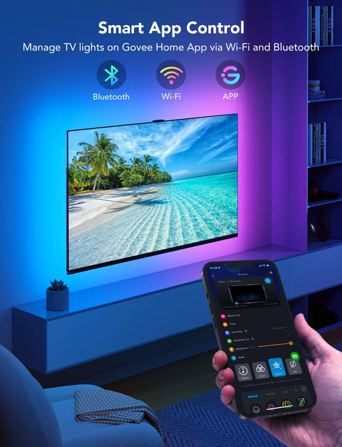 55-65 Inch 99+ Govee TV LED Backlight, RGBIC Smart LED Strip Lights for TVs, Bluetooth and Wi-Fi APP Control, Works