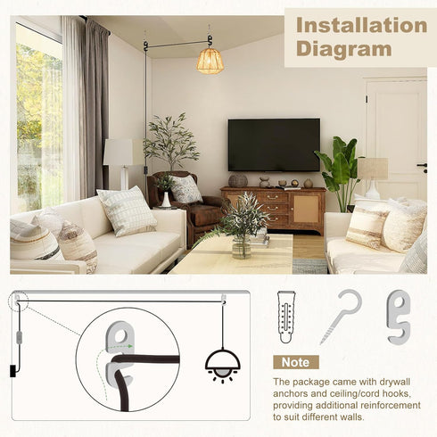 E26 20 (6M), 4-Pack DiCUNO Hanging Lantern Extension Cord Cable, Pendant Light Socket On Off Inline Cord Switch Control