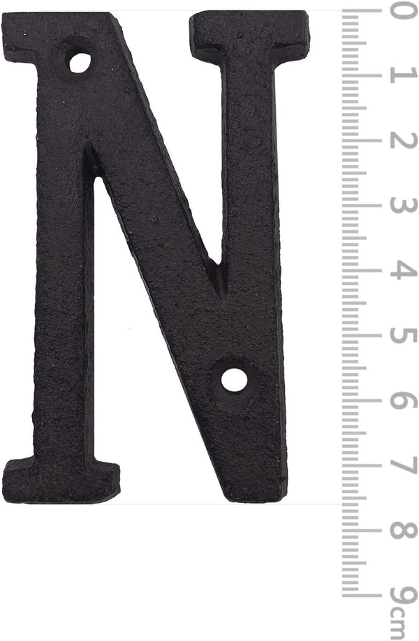 House Address Letters - 3 Inch High Vintage Wrought Iron Numbers, Die Cast Mailbox Letter N