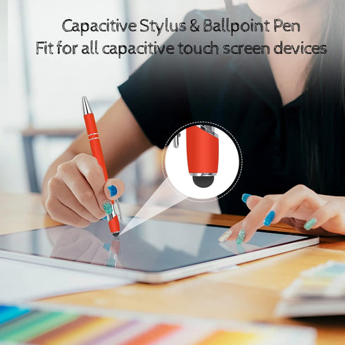 Personalized Pens with Stylus Tip, 1.0 mm Black Ink Metal Pen for Touch Screens, 2 in 1 Stylus Snarky Office Pens