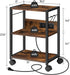 Industrial Printer Cart, 3-Tier Mobile Stand with Power Outlets and USB Ports for Office Use