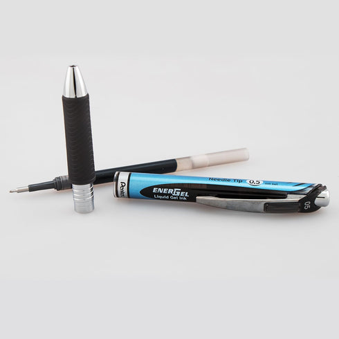Pentel BLN75ABX Gel Pen - Retractable/Refillable, Needle Tip, 0.5mm, 12/BX, BK Ink