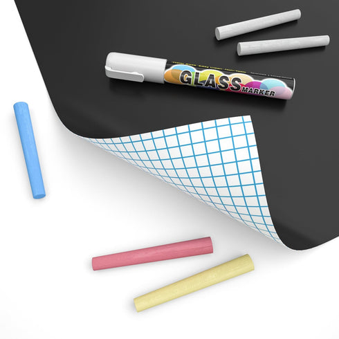 Nicpro Chalkboard Contact Paper Roll, 17.7" X 78.7" Self Adhesive Blackboard Wallpaper with 1 Marker & 5 Chalk