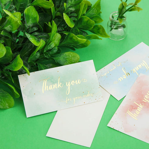 Outus 300 Pieces Thank You for Your Order Cards Business Thank You Cards Small Business Watercolor Support Customer