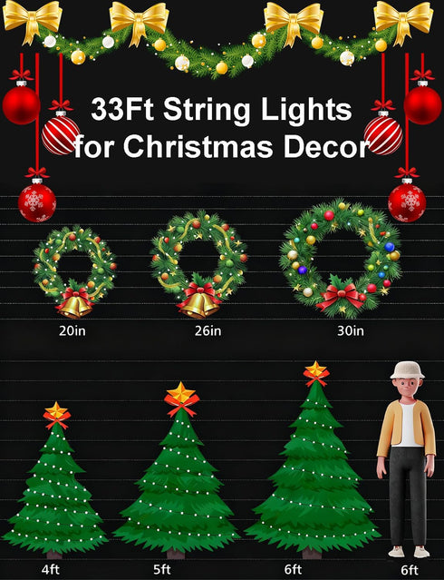 100 33Ft echosari Christmas String Lights, LED Smart String Lights Millions Color Changing with App, Music Sync