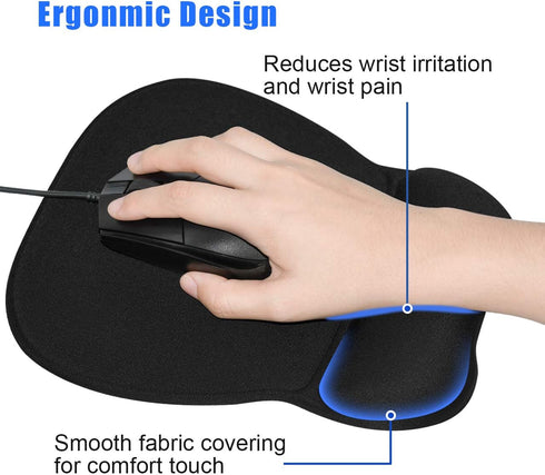 JIKIOU Ergonomic Mouse Pad with Gel Wrist Support, Comfortable Mousepad with Non-Slip PU Base for Computer Laptop Office