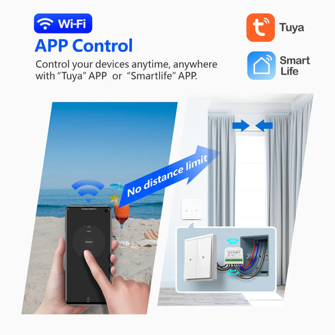 DieseRC WiFi Smart Roller Shutter Controller Module, Tuya APP WiFi Control Compatible with Alexa/Google Home
