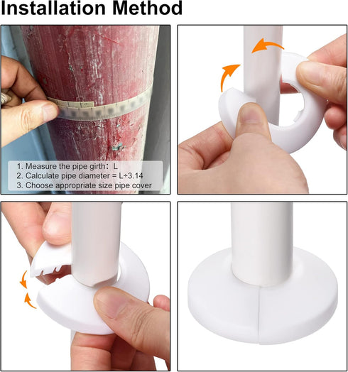 uxcell 89mm Pipe Cover Decoration - PP Plastic Water Pipe Escutcheon White 2pcs