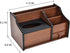 Cherry Brown Wood Desk Organizer, Tissue Box Lid with Multiple Slots Drawer for Phone Tablet Remote Control Storage