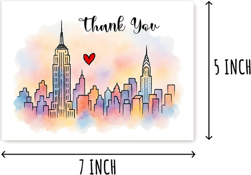 KoKi9xxGifts Watercolor Nyc Skyline Card - Thank You Card - New York City Greeting - Funny Travel Keepsake - Thanks