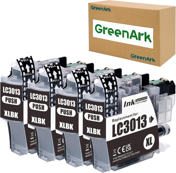 GREENARK Compatible Ink Cartridge Replacement for Brother LC3013 LC 3013XL Black High Yield 4 Pack for Printers