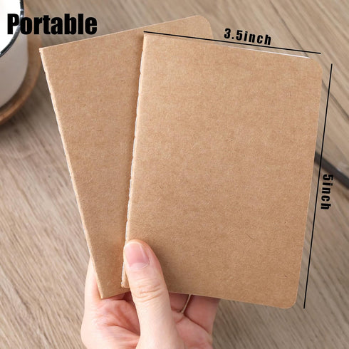 Koogel 24PCS Kraft Notebooks, 3.5x5in Mini Pocket Journal Notepads, Blank Paper Sketchbooks for School Office Home