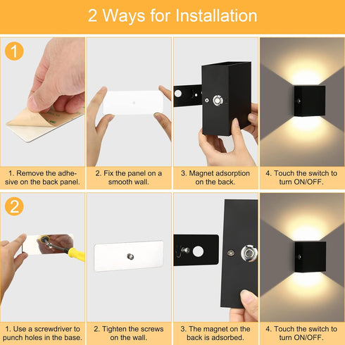 Dimmable LG9945887 Lightess RGB Battery Operated Wall Sconce with Remote, LED Wall Light Rechargeable, Up Down Wall