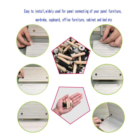 300Pcs 3-in-1 Furniture Connecting Hardware Kit, Cam Lock Fasteners, Wood Dowel Pins, Pre-Inserted Nut for Furniture