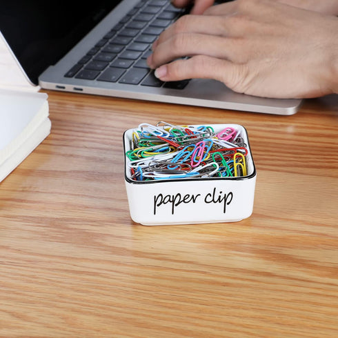 Ceramic Farmhouse Paper Clip Holders for Desk, 3.3-Inch (White)